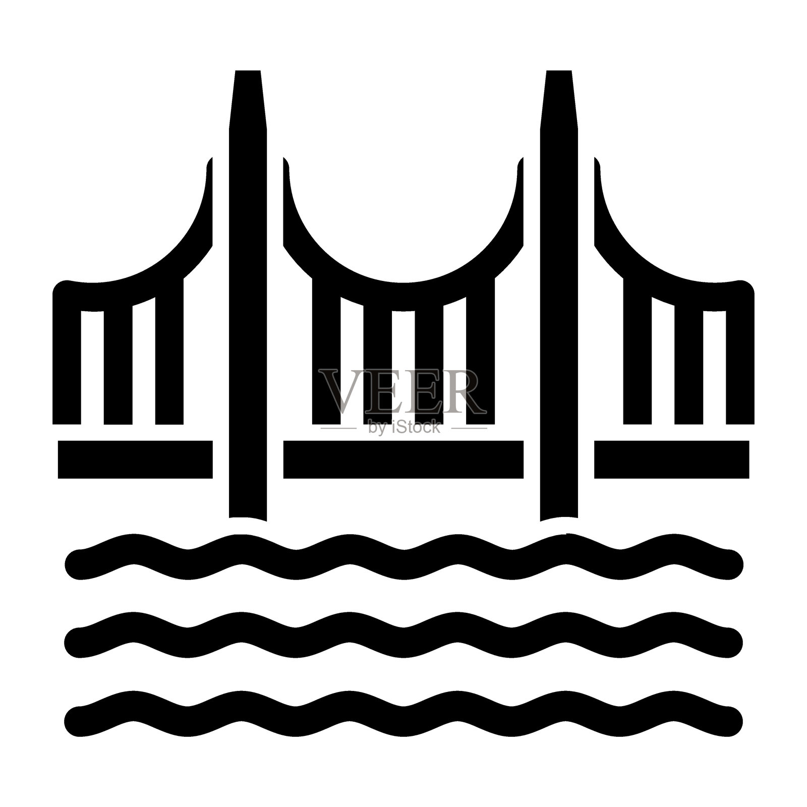 金门大桥图标风格插画图片素材