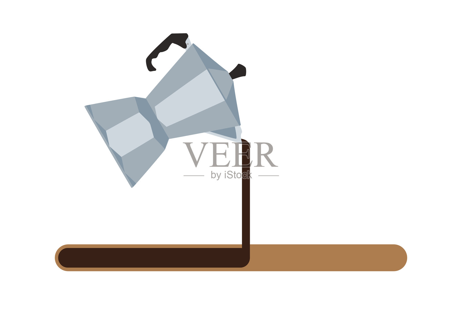 一组矢量插图展示制作新鲜咖啡饮品的过程，烘焙和研磨，散发香气。图形展示从咖啡壶倒咖啡到充电管的过程，背景为单色。适用于食品设计。插画图片素材