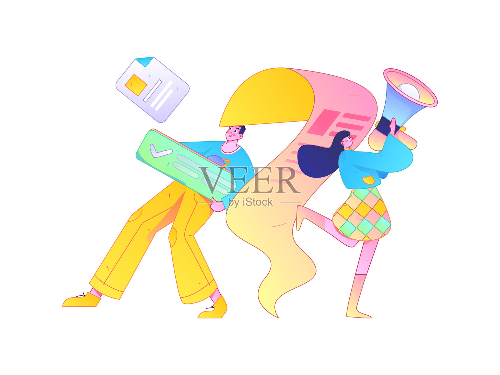 通知公告矢量创意平面手绘插图插画图片素材