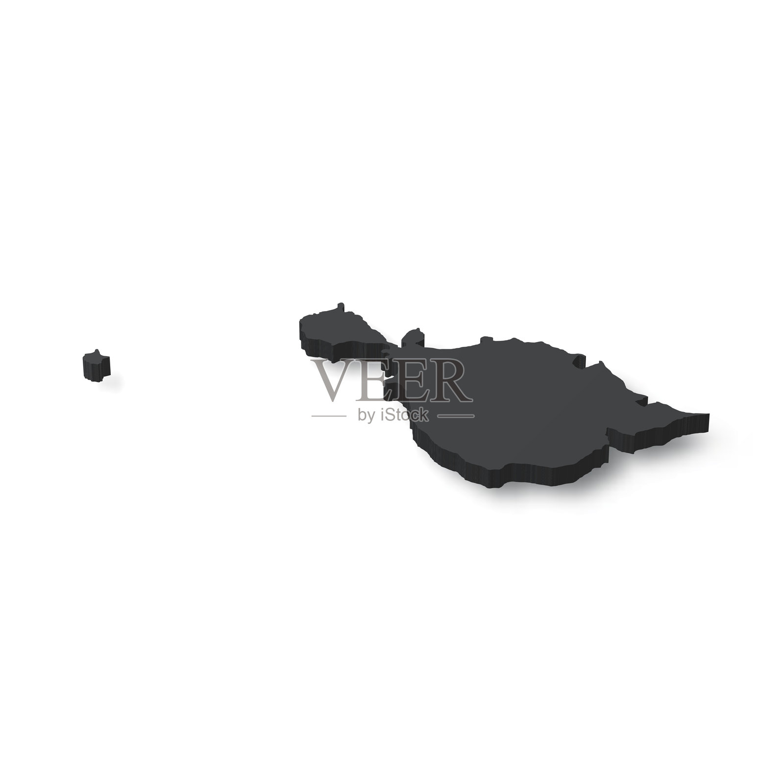 赫德岛和麦克唐纳岛 - 白色背景上的3D黑色地图插画图片素材