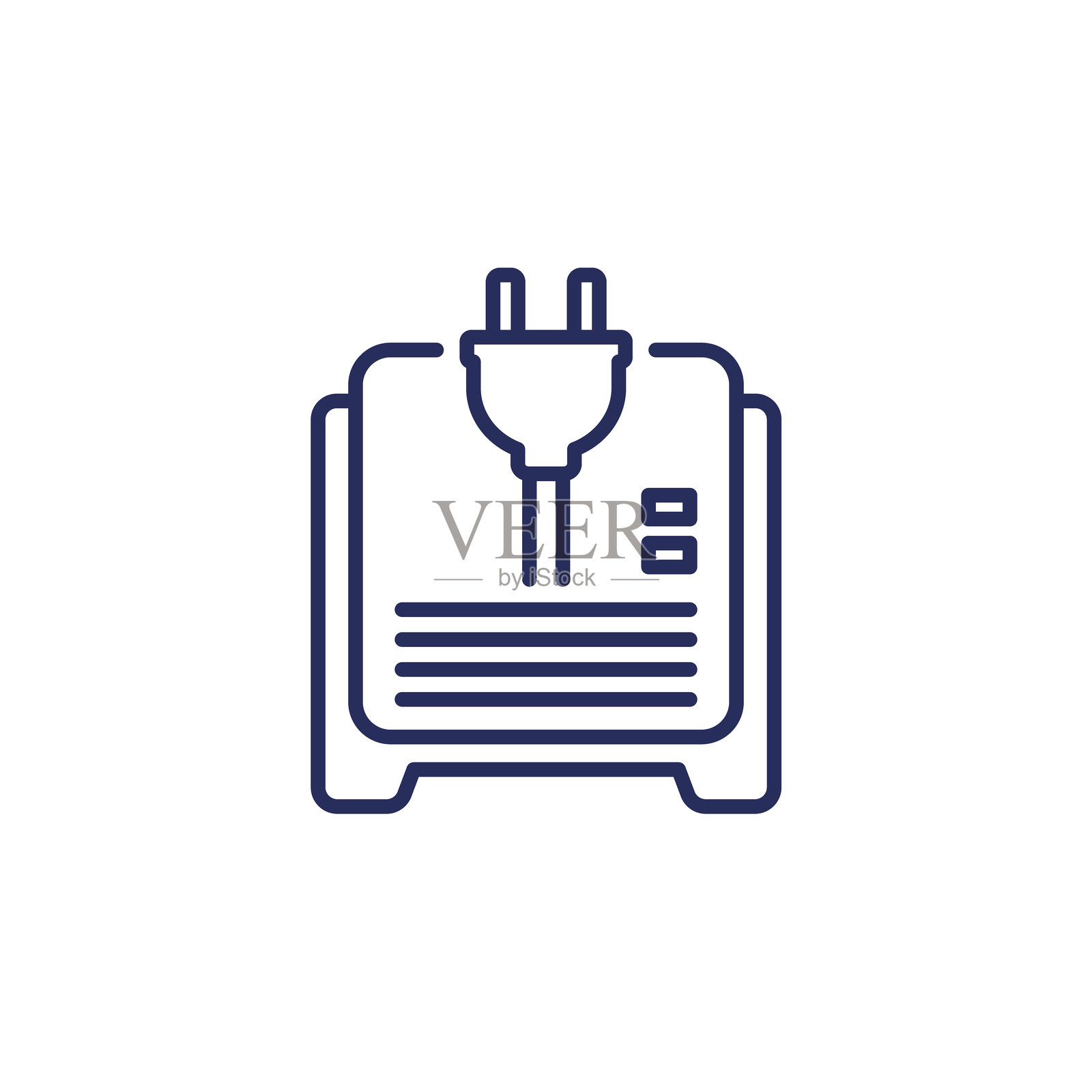 家庭电池，备份系统线条图标在白色背景上插画图片素材