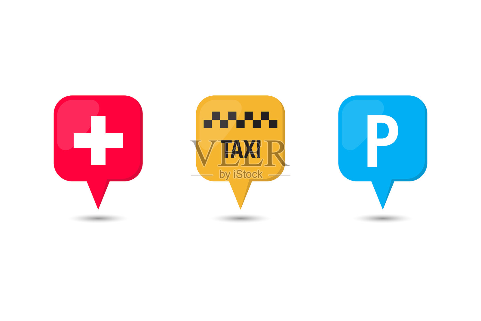 医院、出租车、公园标志矢量设计。插画图片素材