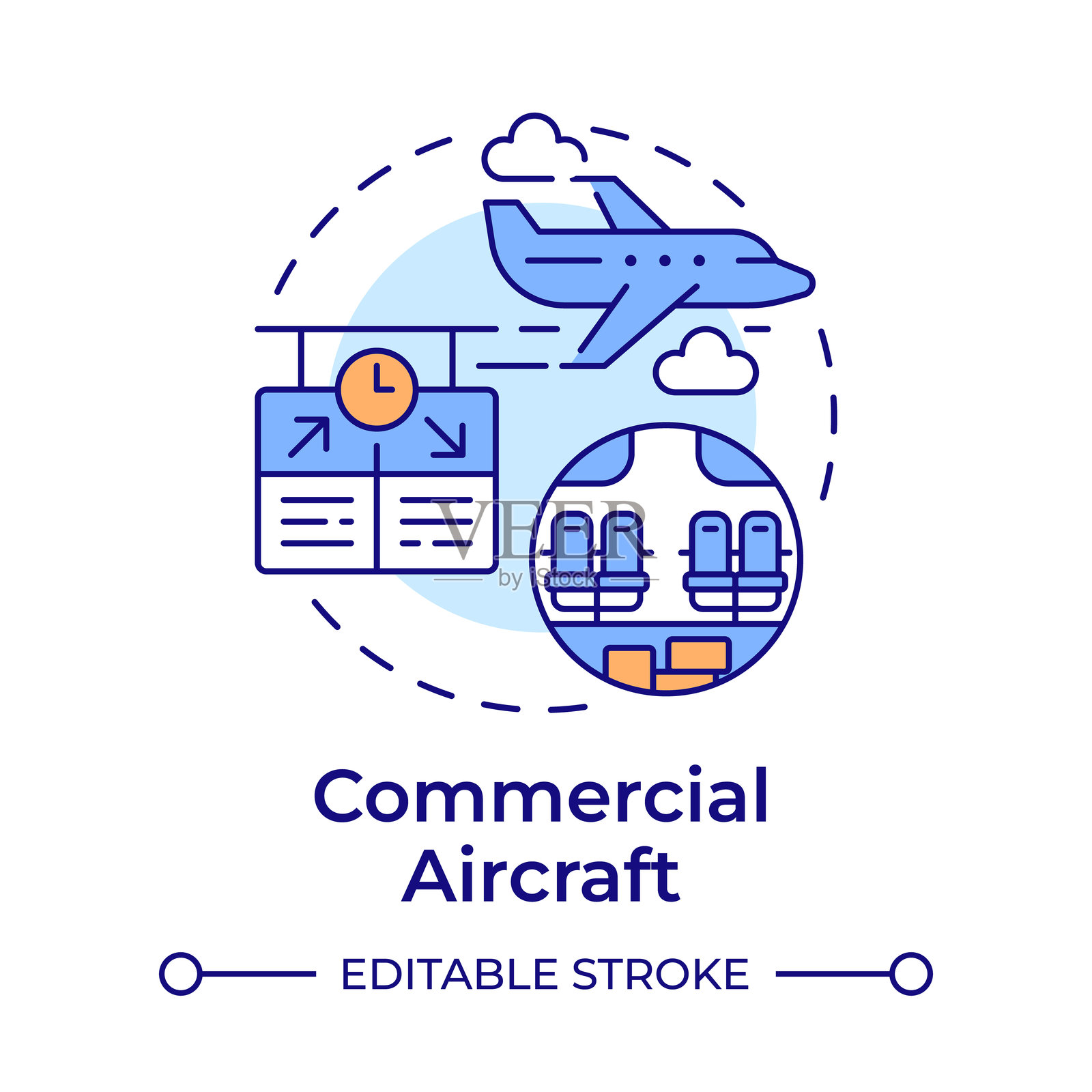 商业飞机多色概念图标插画图片素材