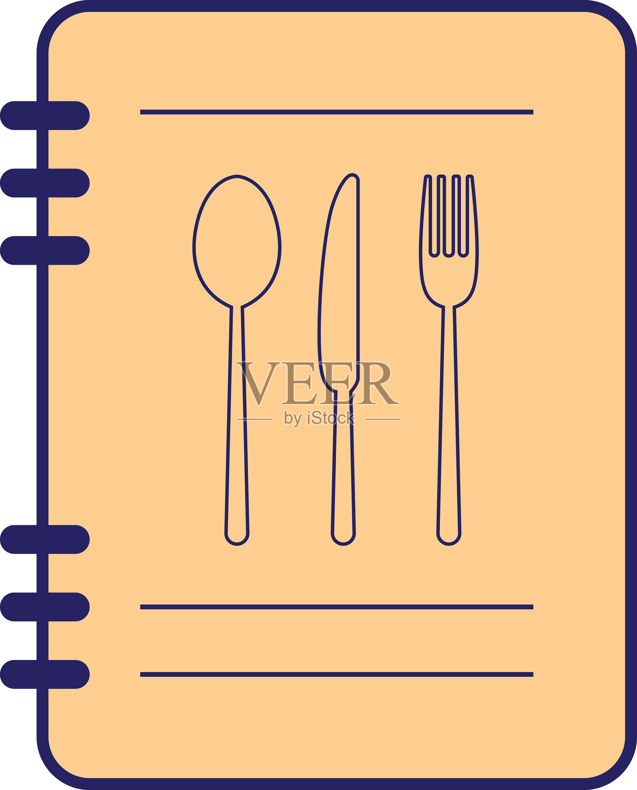 菜单图标。餐厅菜单。菜单书标志。食品菜单卡图标。餐具图标。勺子、叉子、刀。矢量插图。插画图片素材