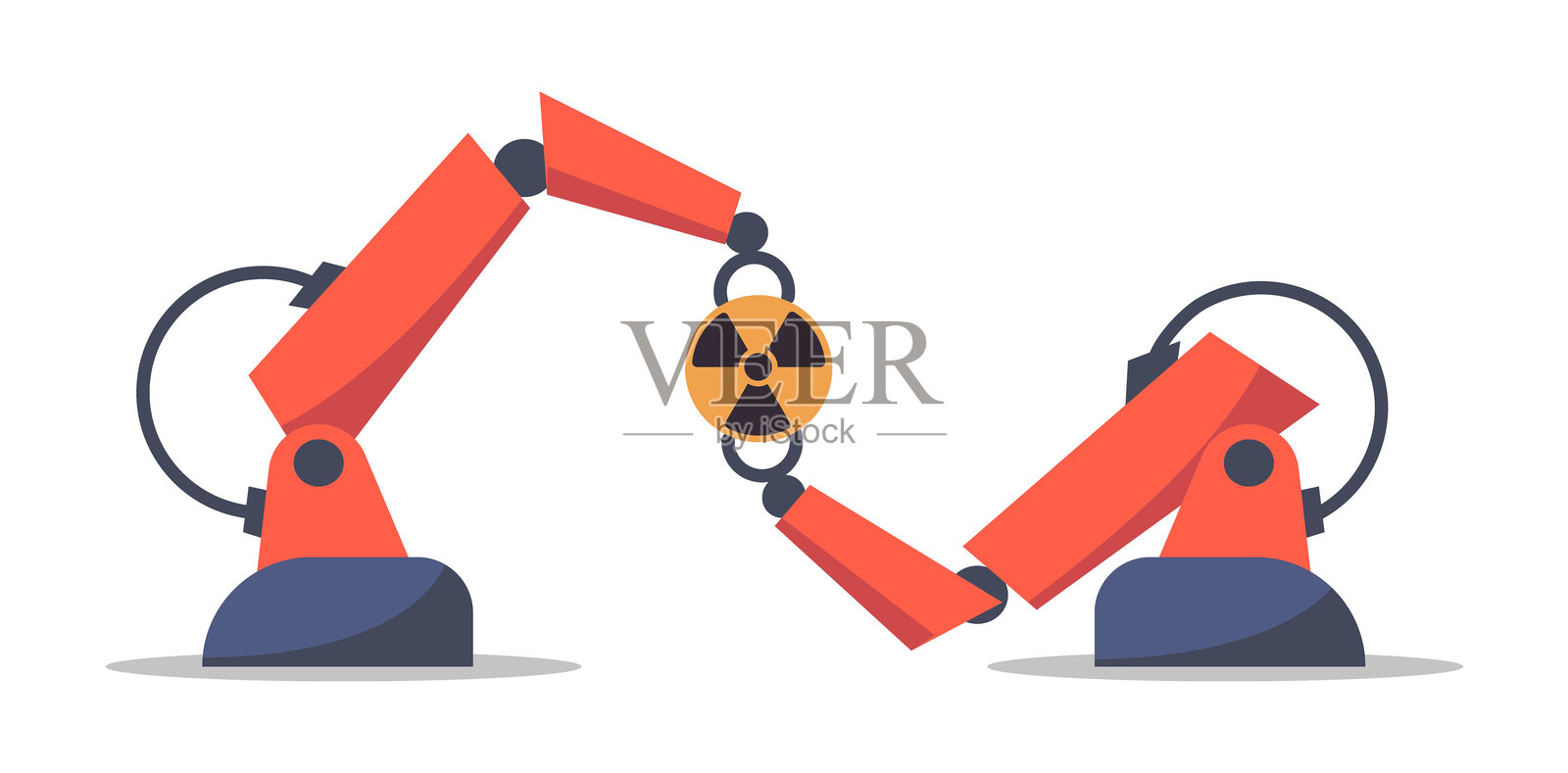 核电站使用人工智能的机器人手臂。电力、化学能、工业厂房。插画图片素材