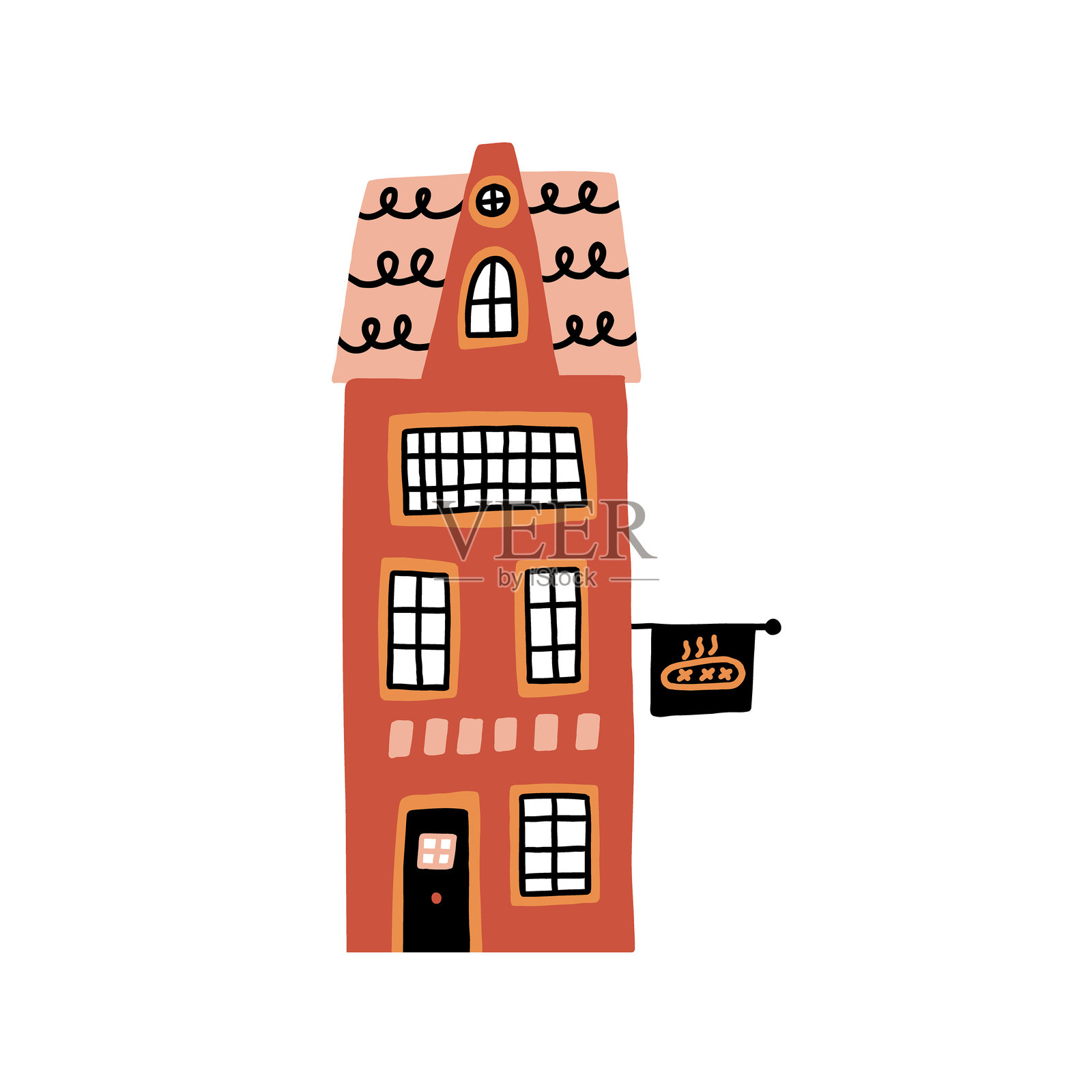 欧洲面包店插画图片素材