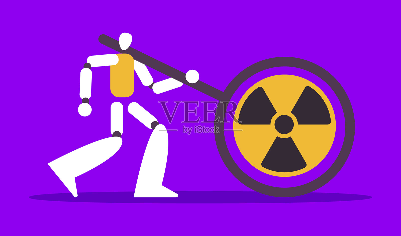 核电站使用人工智能机器人。电力、化学能、工业厂房。插画图片素材