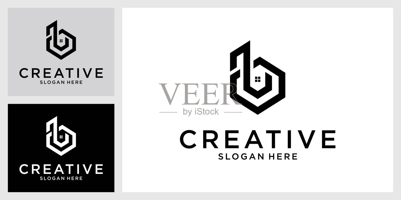 B或BB首字母标志设计矢量图插画图片素材