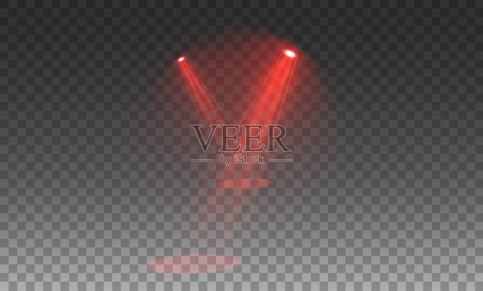 舞台上的明亮聚光灯发出光芒。为您的设计和插图提供的独立光效。该光线矢量集包括光源、摄影棚照明和墙壁。插画图片素材