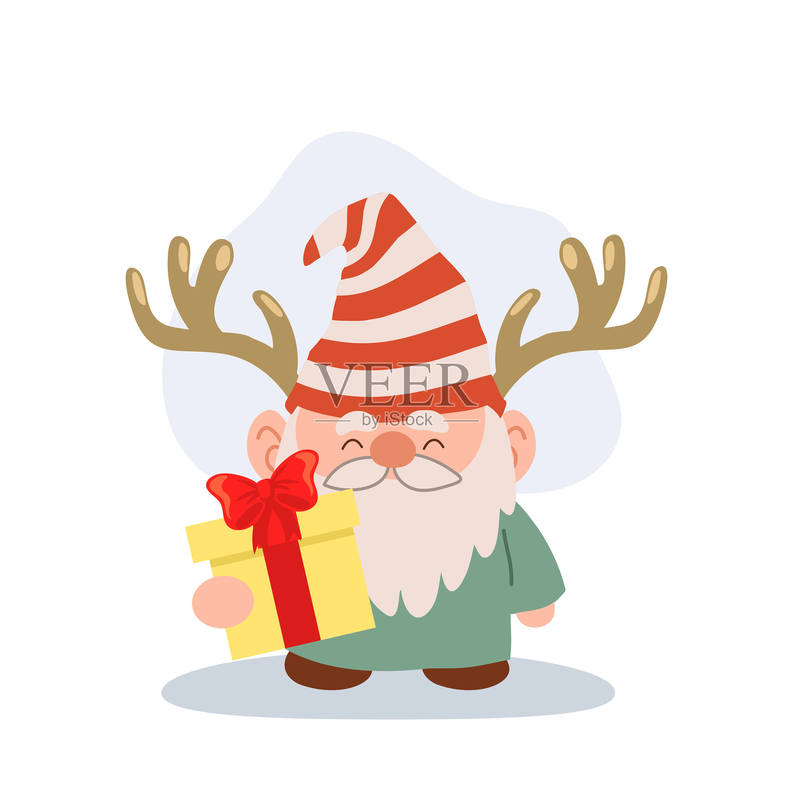 迷人的卡通圣诞侏儒插图。圣诞节的假日卡通侏儒。插画图片素材