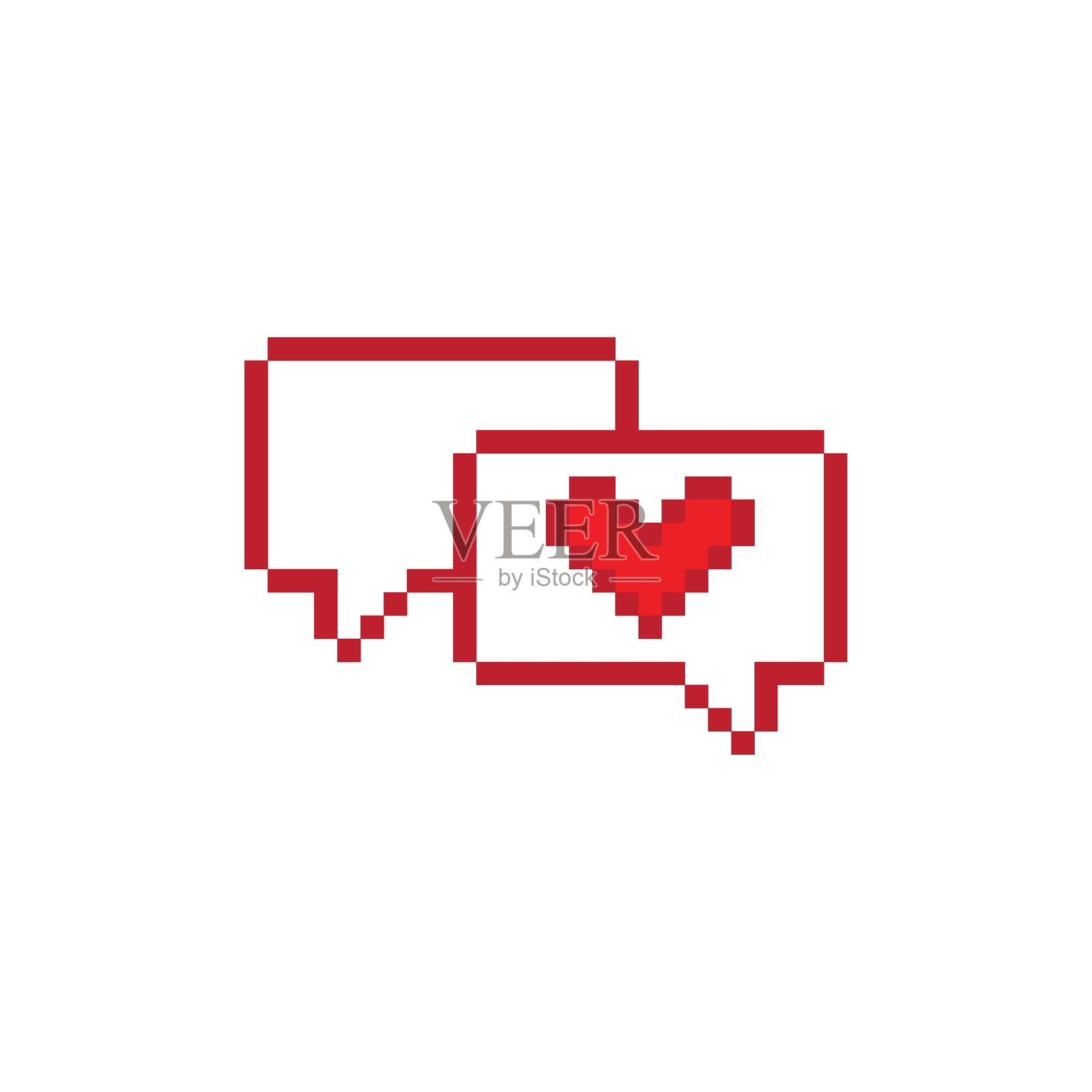 像素心形图标矢量图 带心形的聊天符号矢量图插画图片素材