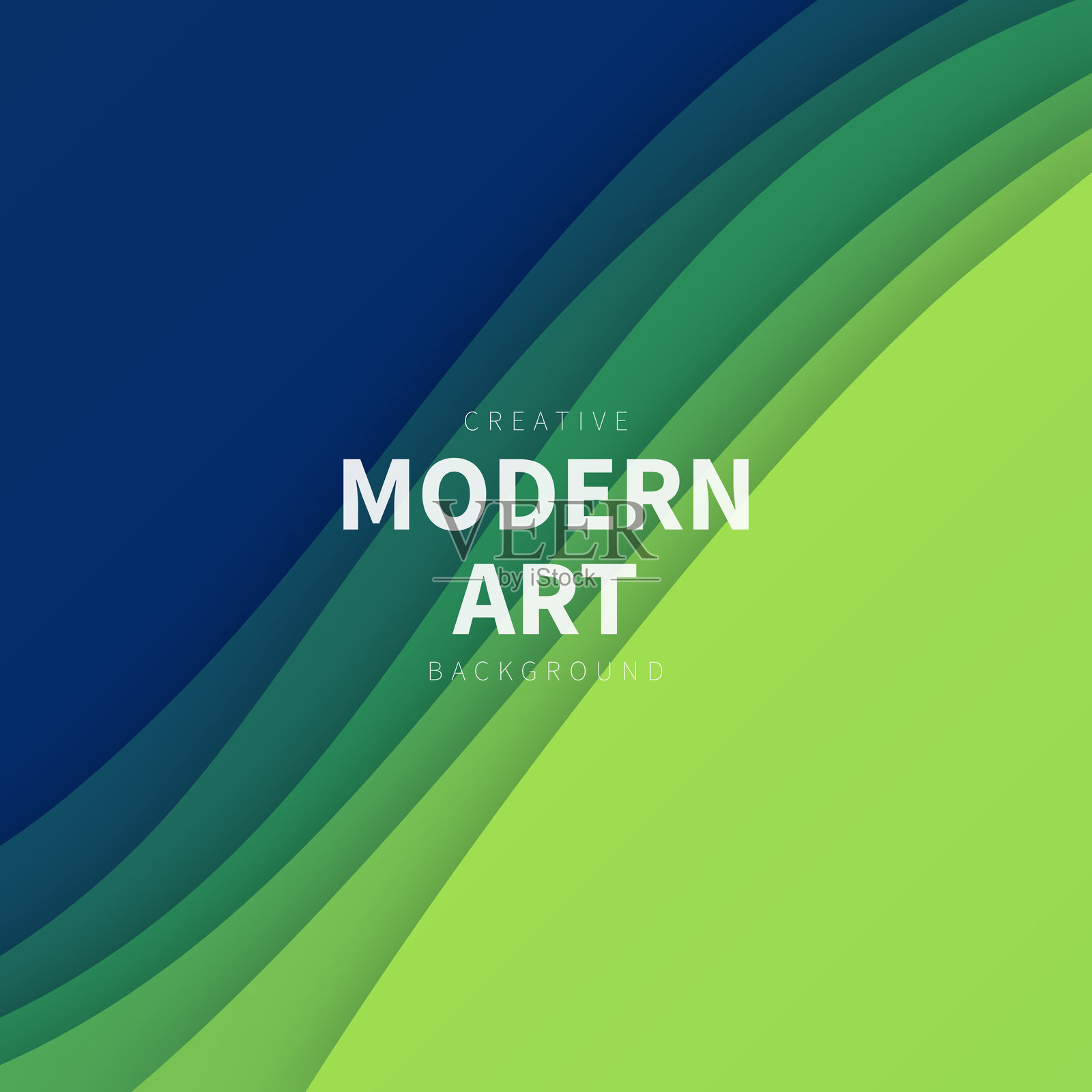 绿色抽象波浪形状 - 剪纸背景 - 时尚3D设计插画图片素材