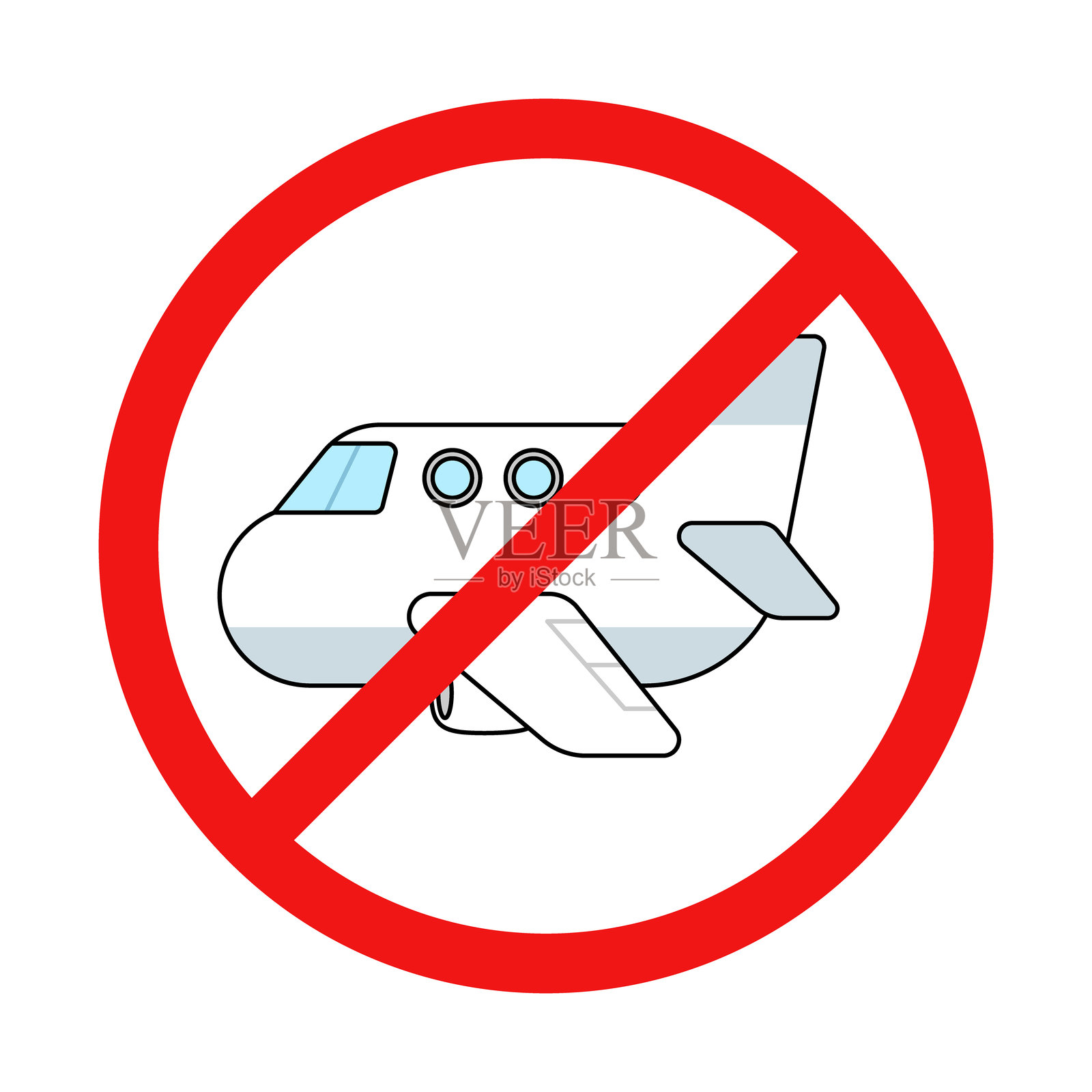 白色背景上的禁止飞机标志插画图片素材