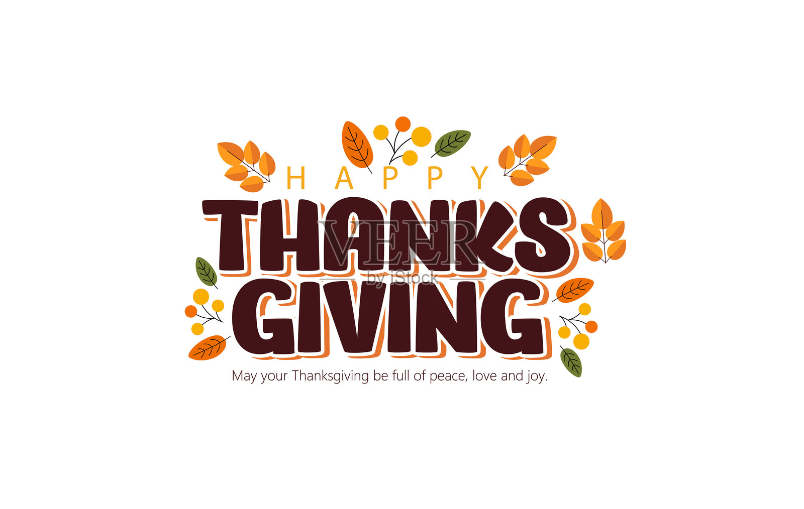 感恩节快乐卡片，配有南瓜和秋天的落叶插画图片素材