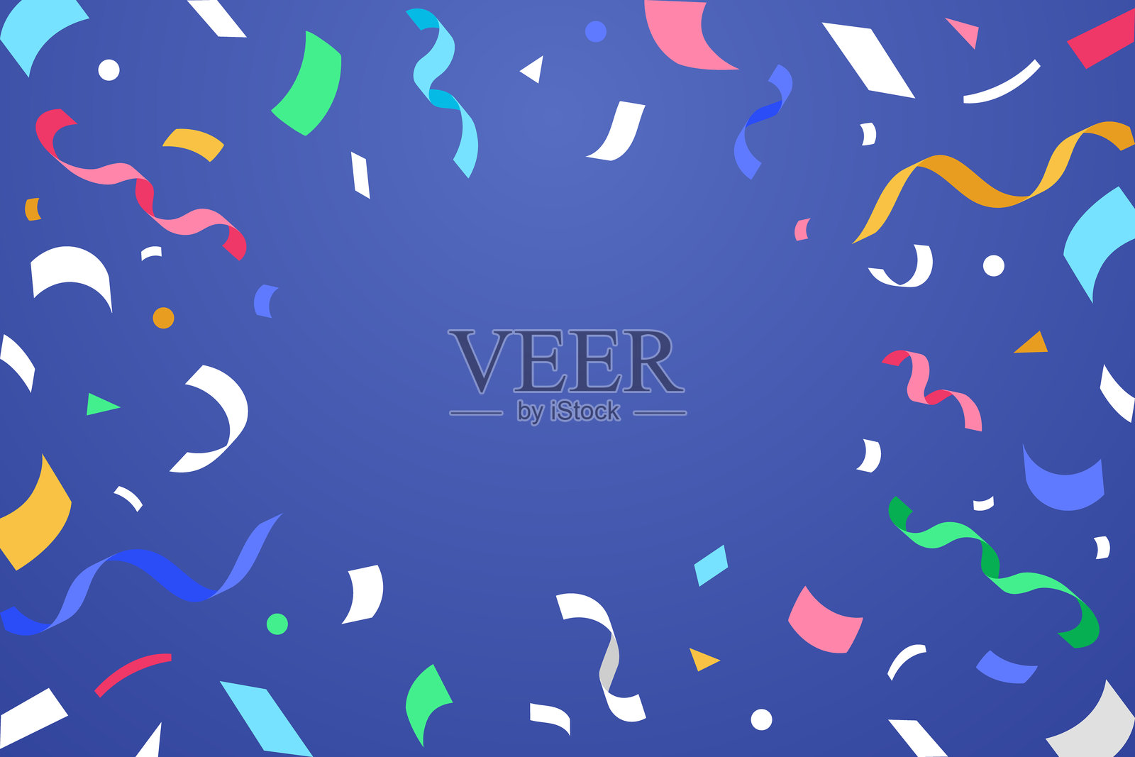 逼真的彩色五彩纸屑和狂欢节丝带背景插画图片素材