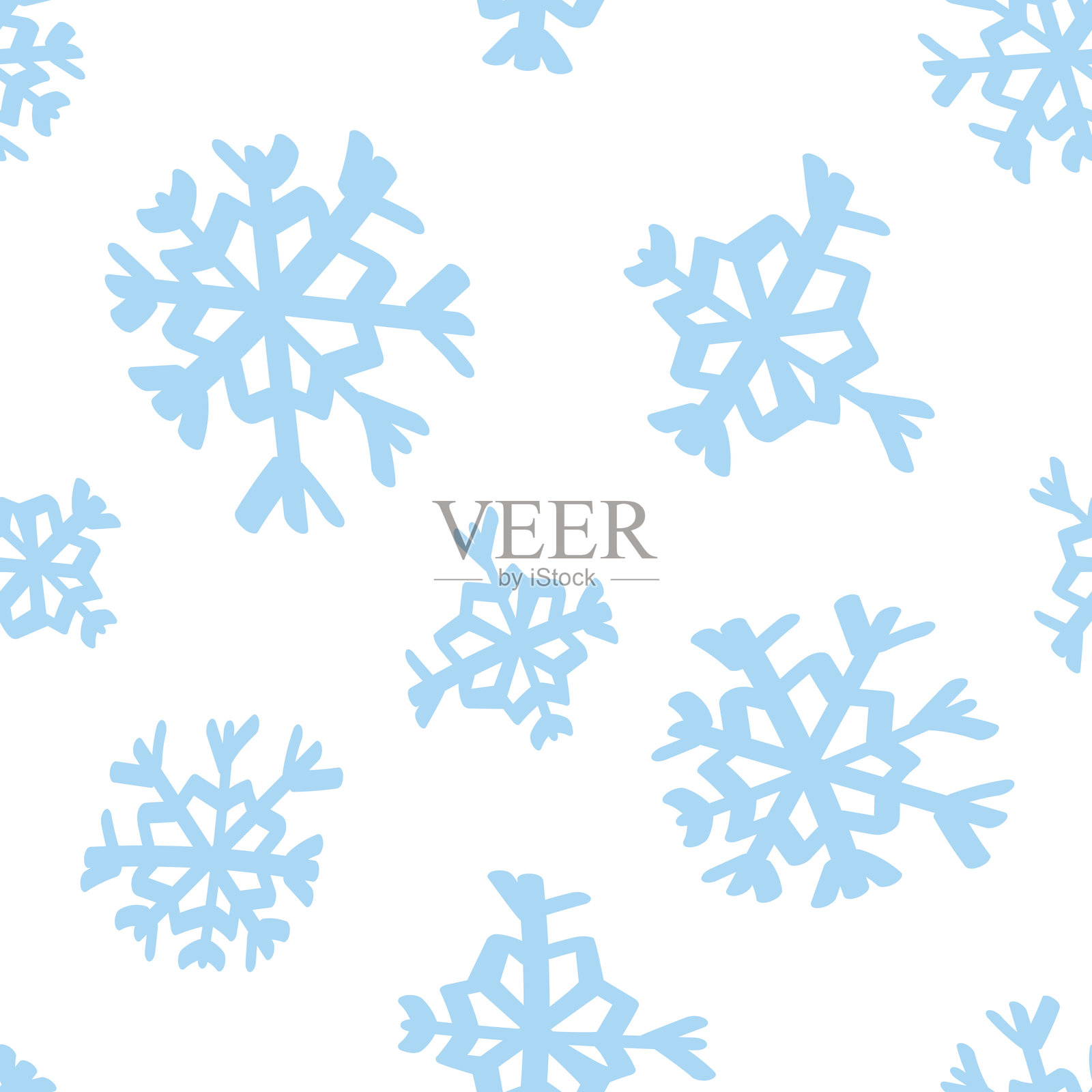 矢量插图。圣诞节和新年无缝图案。雪花和雪片，飘落的雪。斯堪的纳维亚装饰。抽象壁纸。用于广告和排版产品的雪花图案。插画图片素材