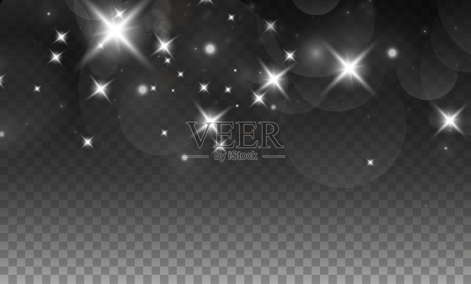 圣诞节闪烁的光点和火花叠加。闪耀的尘埃。散景灯光。节日设计。白色尘埃光。散景灯光效果背景。闪耀尘埃的圣诞背景。插画图片素材