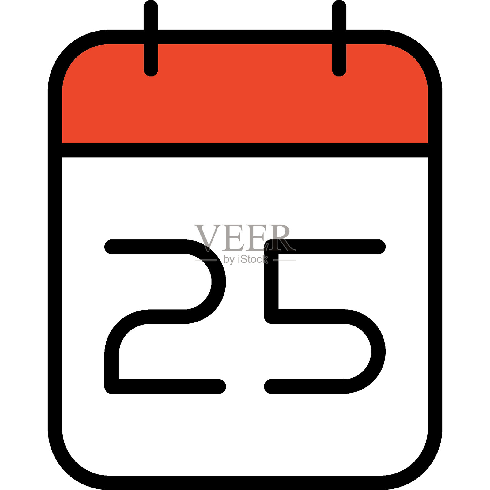 圣诞日历日期。12月25日。矢量图标插画图片素材