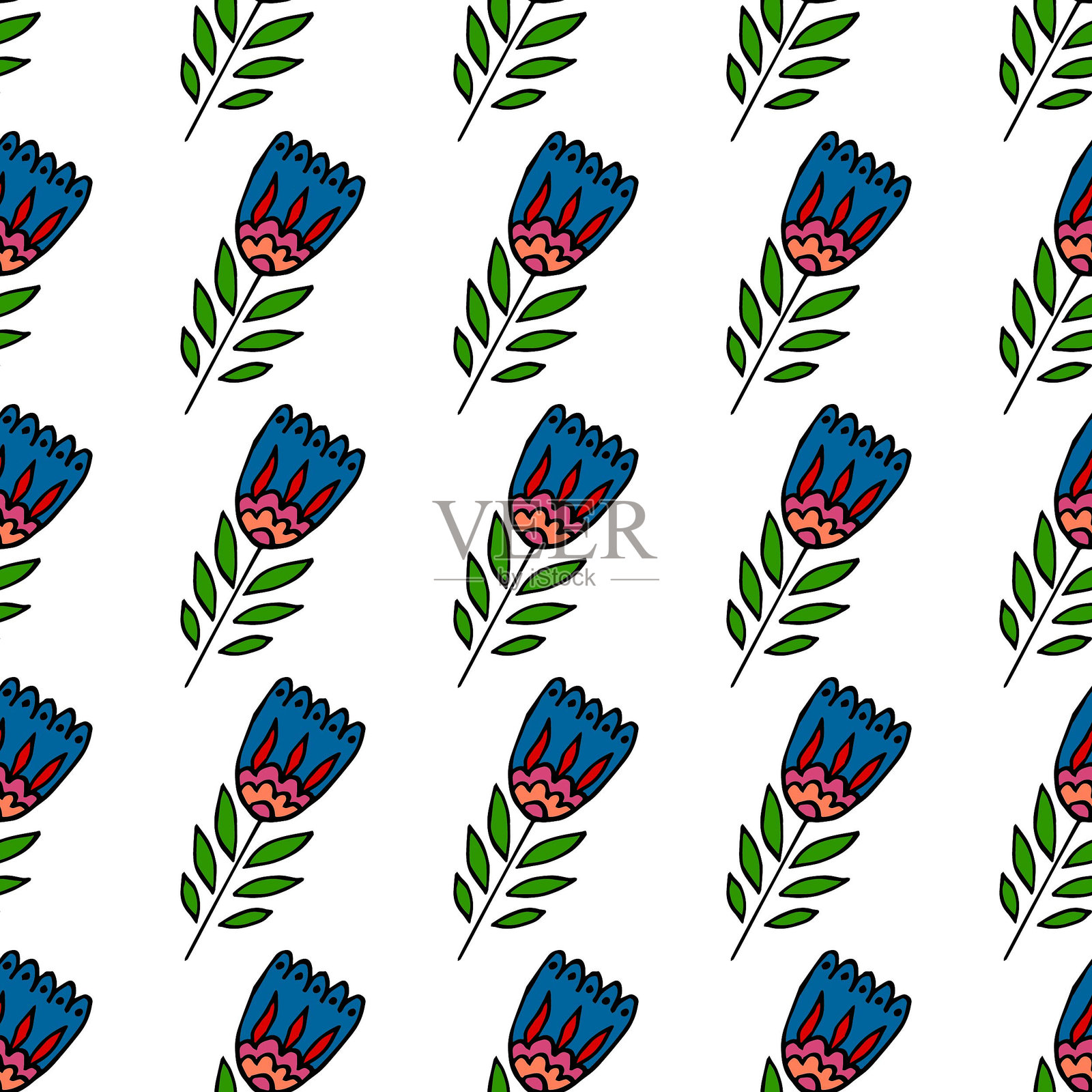 Seamless pattern. Folk ornament. Pattern in hand drawn style插画图片素材