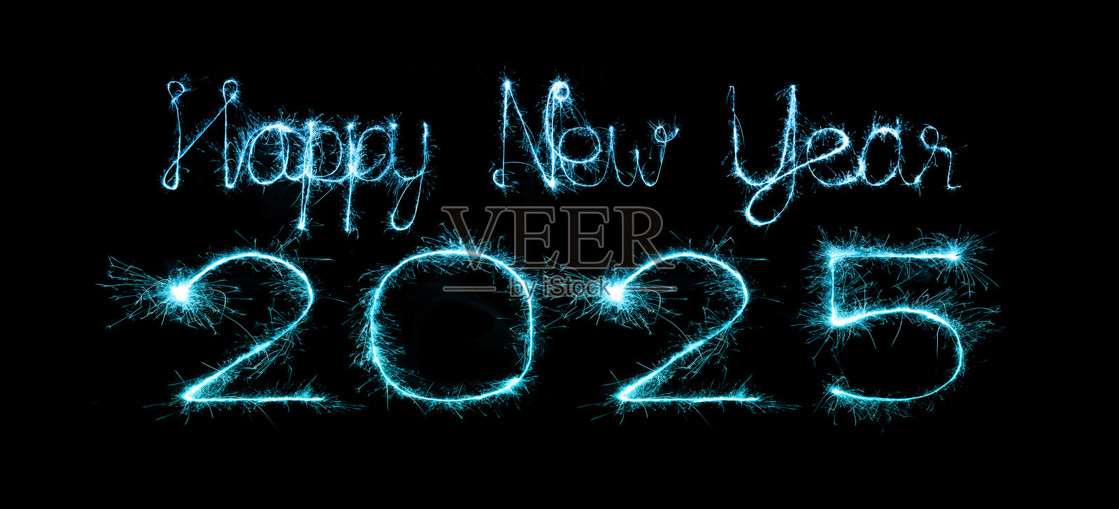 2025年新年快乐，夜空中绽放的烟花庆祝活动照片摄影图片