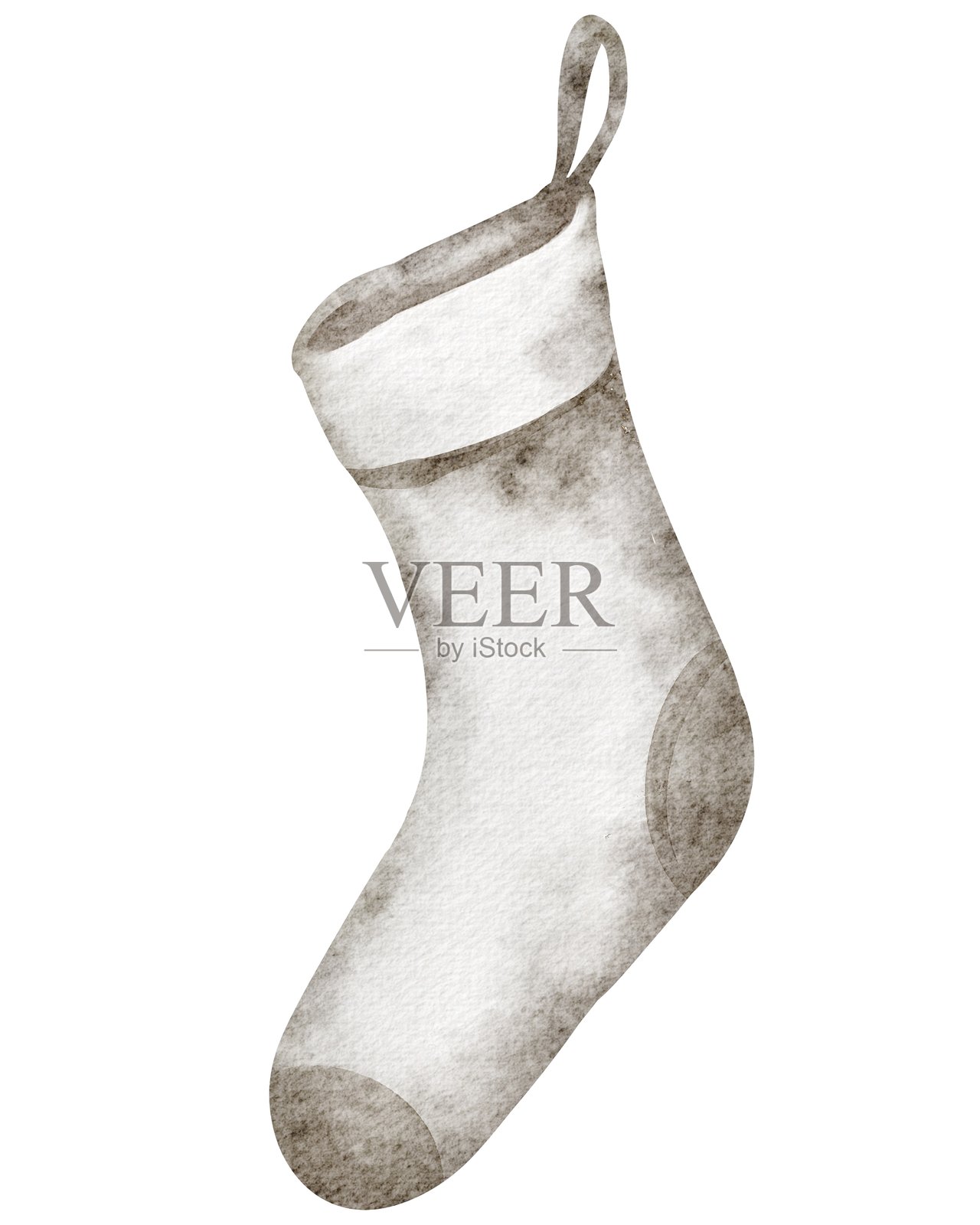 圣诞袜 水彩 复古 风格的孤立绘画，背景为白色插画图片素材