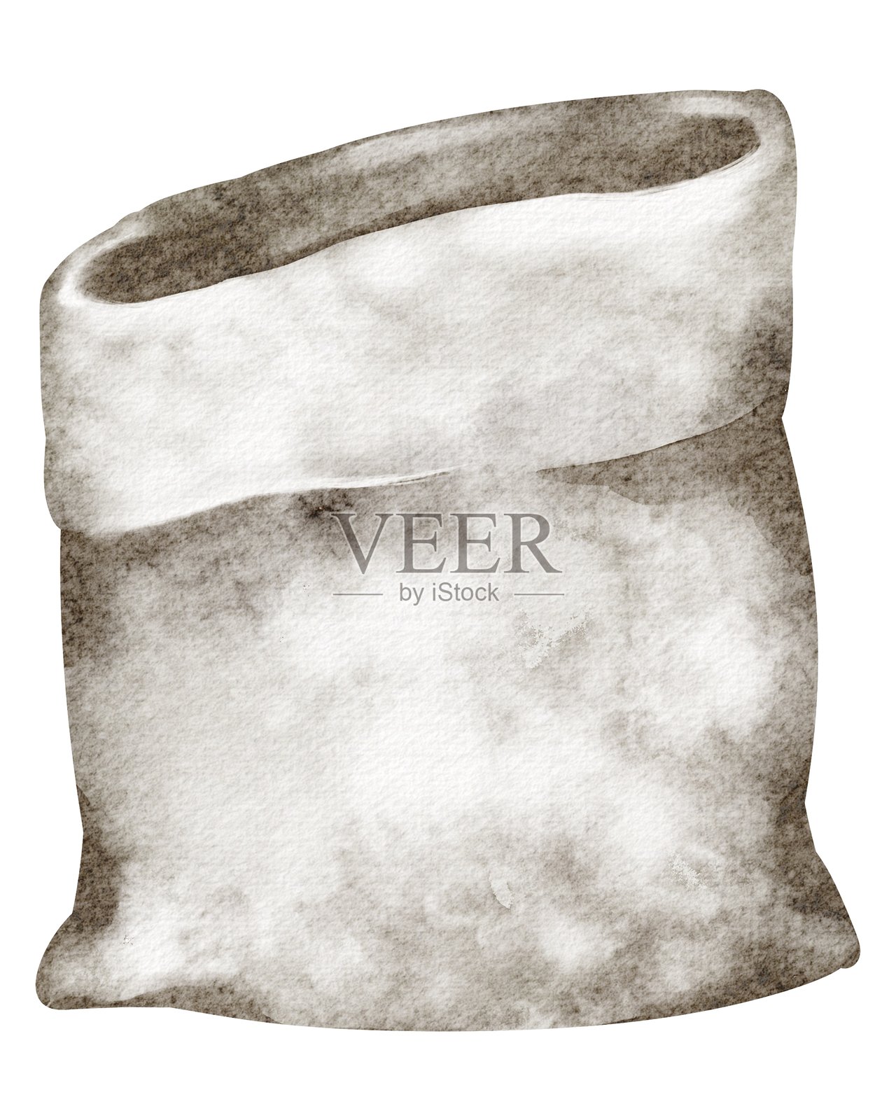 水彩插图，描绘一个空的画布袋，具有复古乡村风格插画图片素材