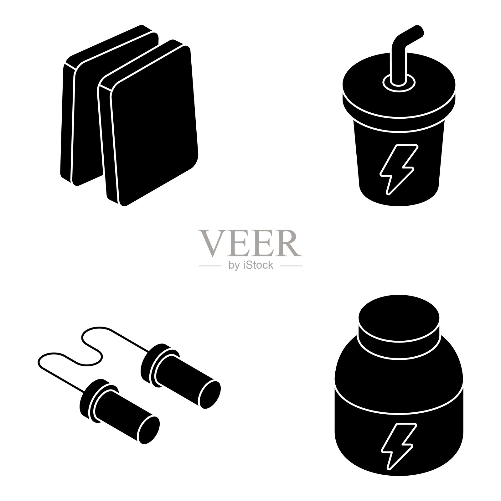 运动和健身实心图标集插画图片素材