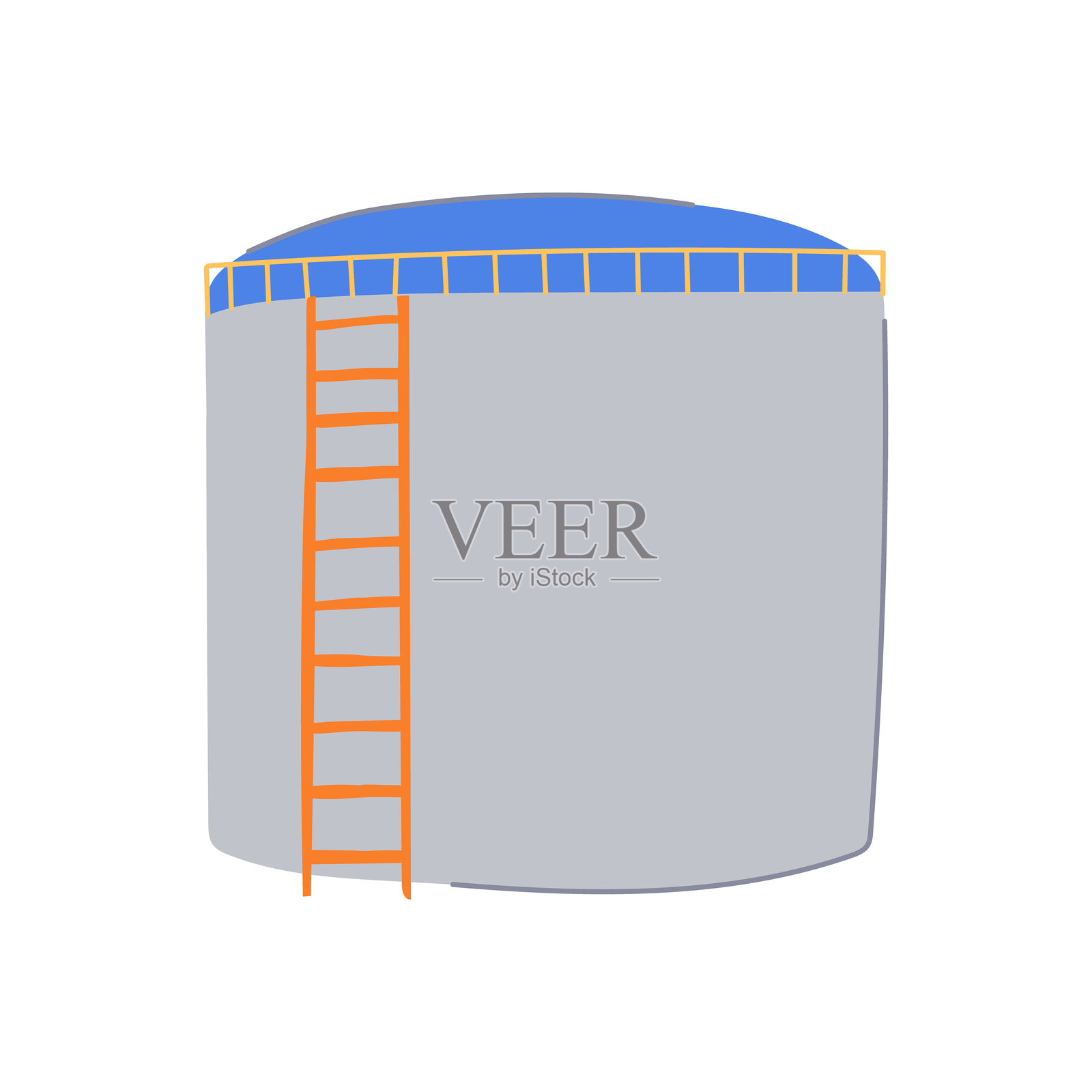 墙壁油罐储存卡通矢量插图插画图片素材