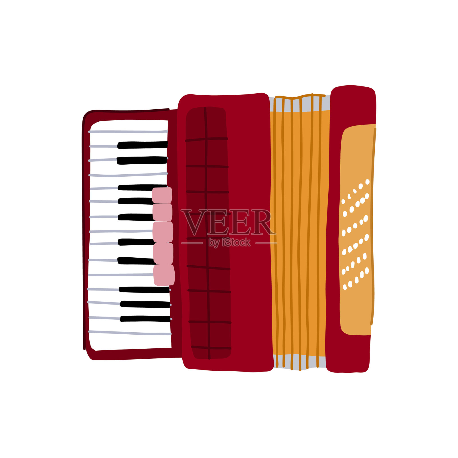 波尔卡手风琴卡通矢量插图插画图片素材