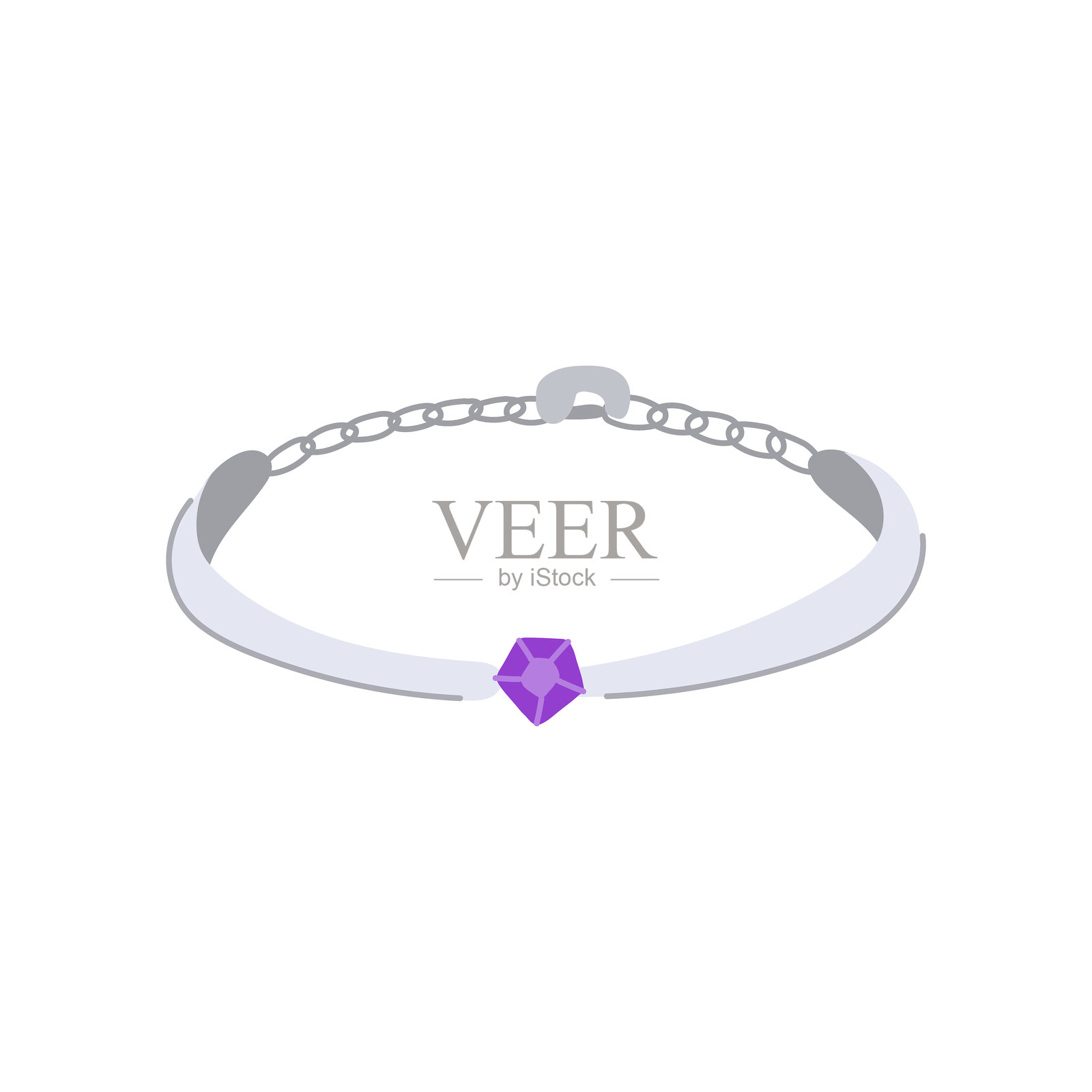 银色卡通风格的链条手链矢量插图插画图片素材