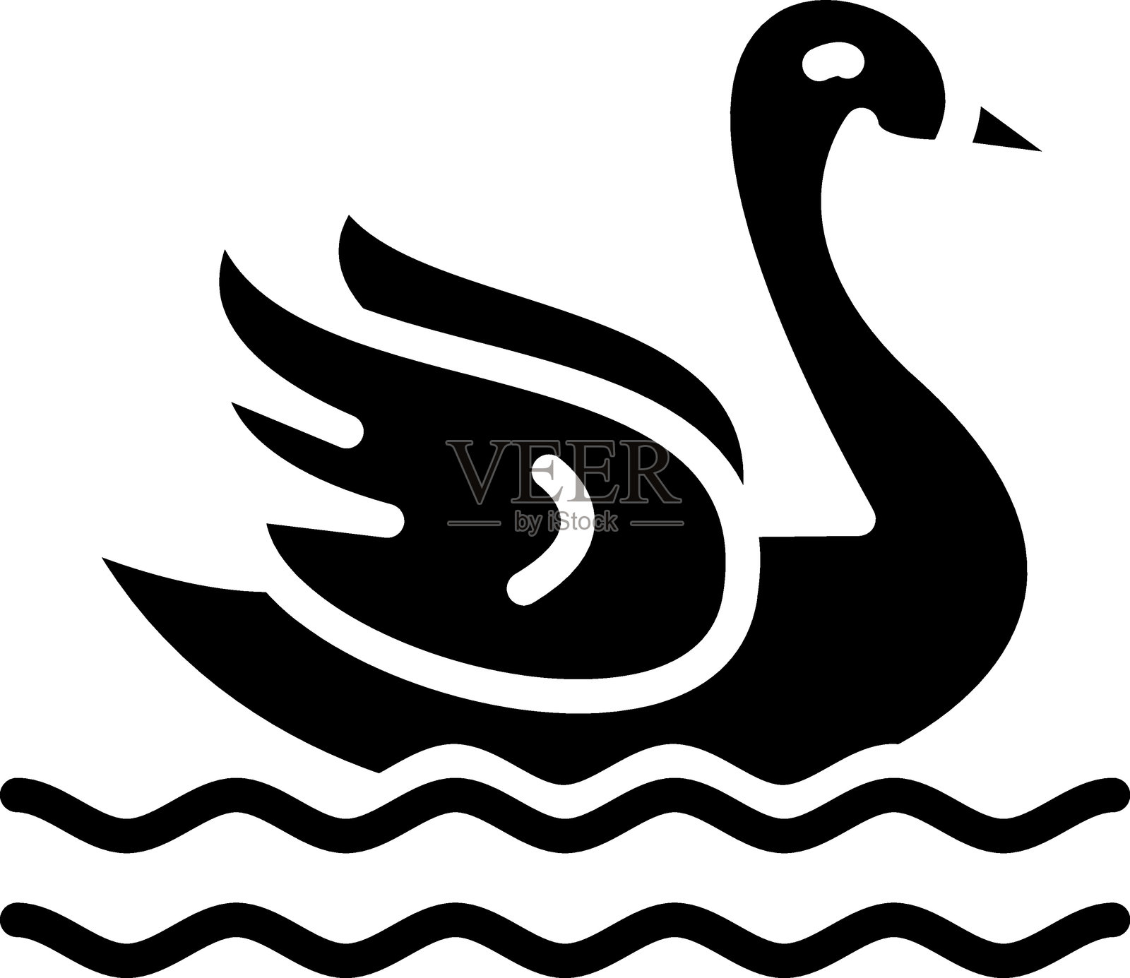 天鹅图标风格插画图片素材