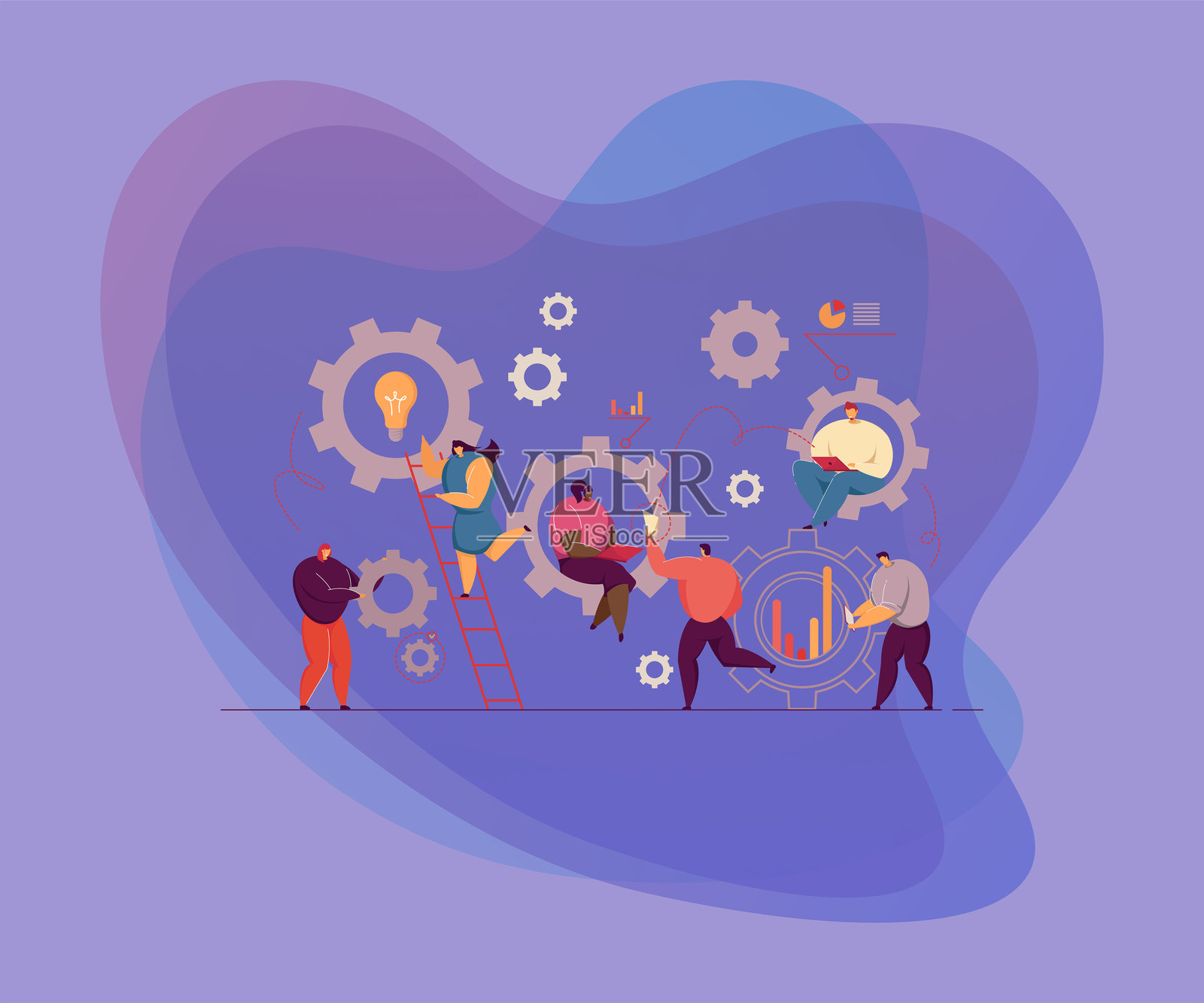 商务人士在团队中合作插画图片素材