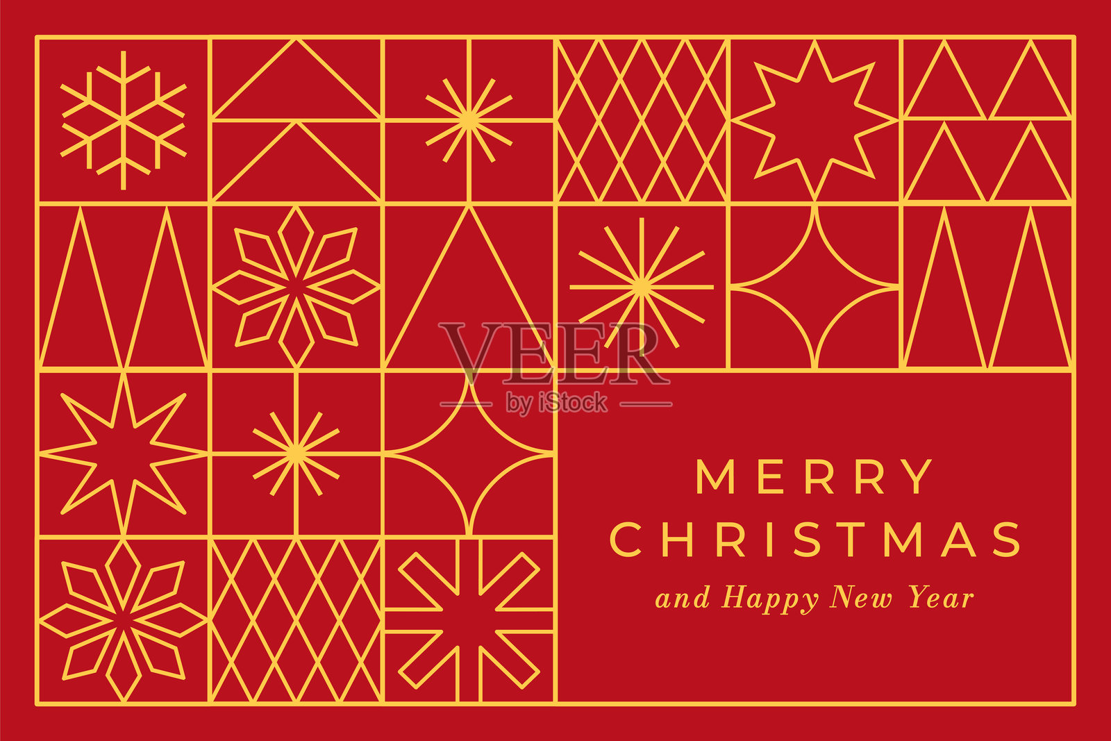 几何装饰的圣诞卡片。插画图片素材