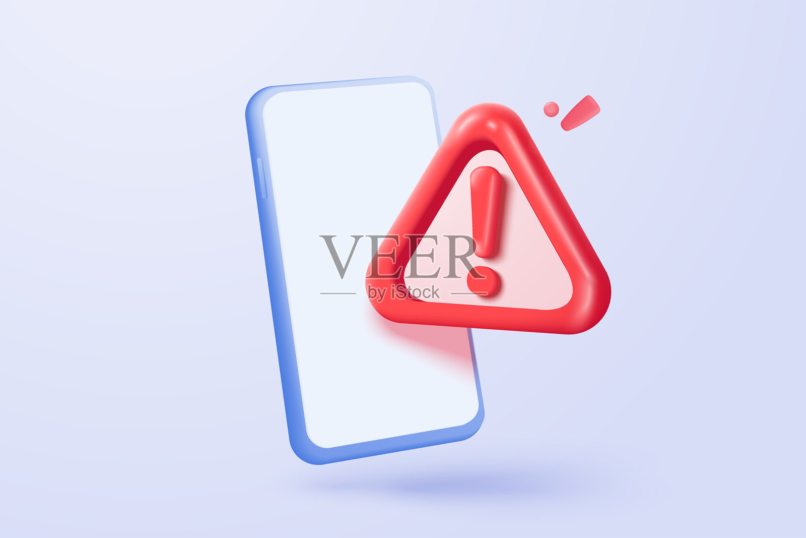 3D警报通知图标在对话气泡上。负面检查列表按钮选择错误，紧急正确，勾选消息提醒问题。3D紧急图标矢量渲染插图。插画图片素材