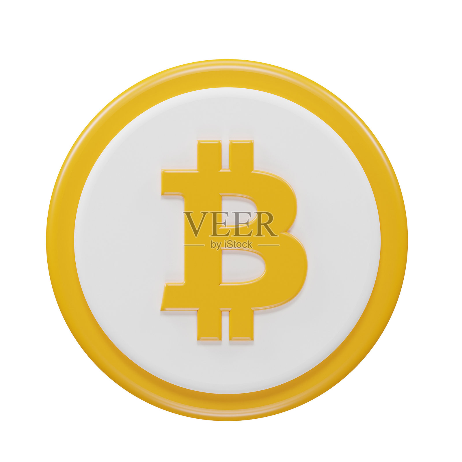 白色背景上的比特币图标元素照片摄影图片