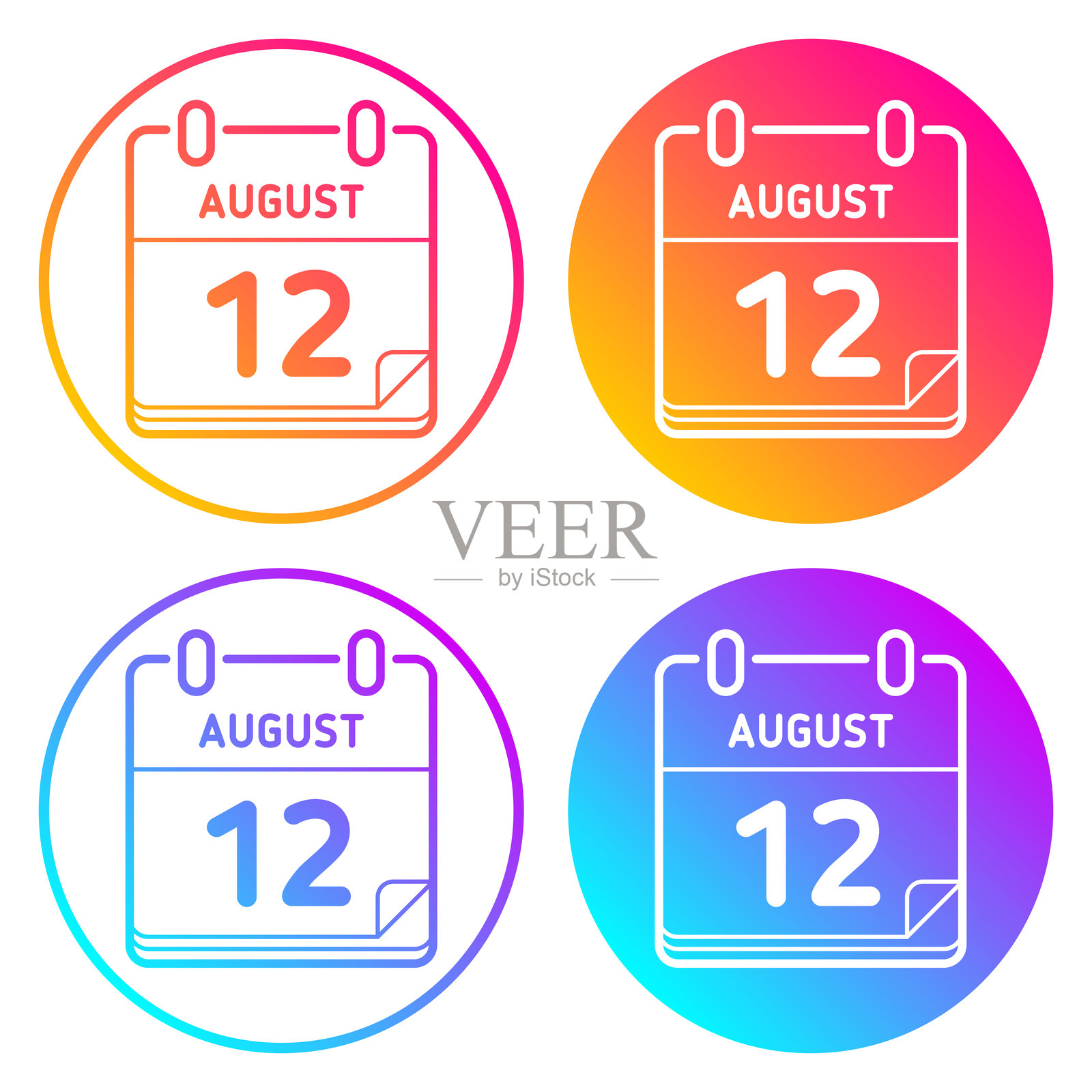 圆形图标与颜色渐变插画图片素材