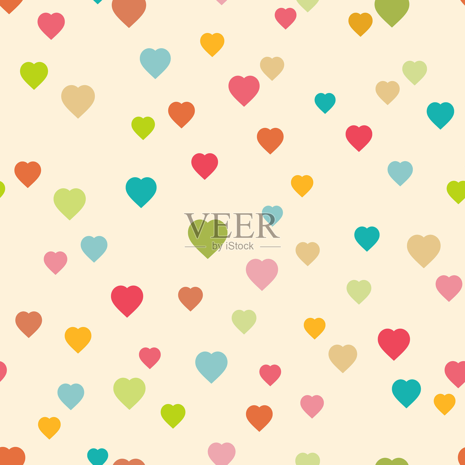 节日生动心形无缝图案插画图片素材