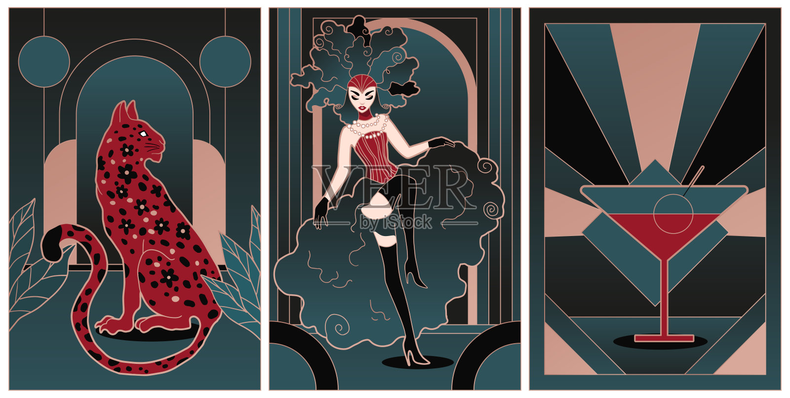 装饰艺术风格的插图插画图片素材