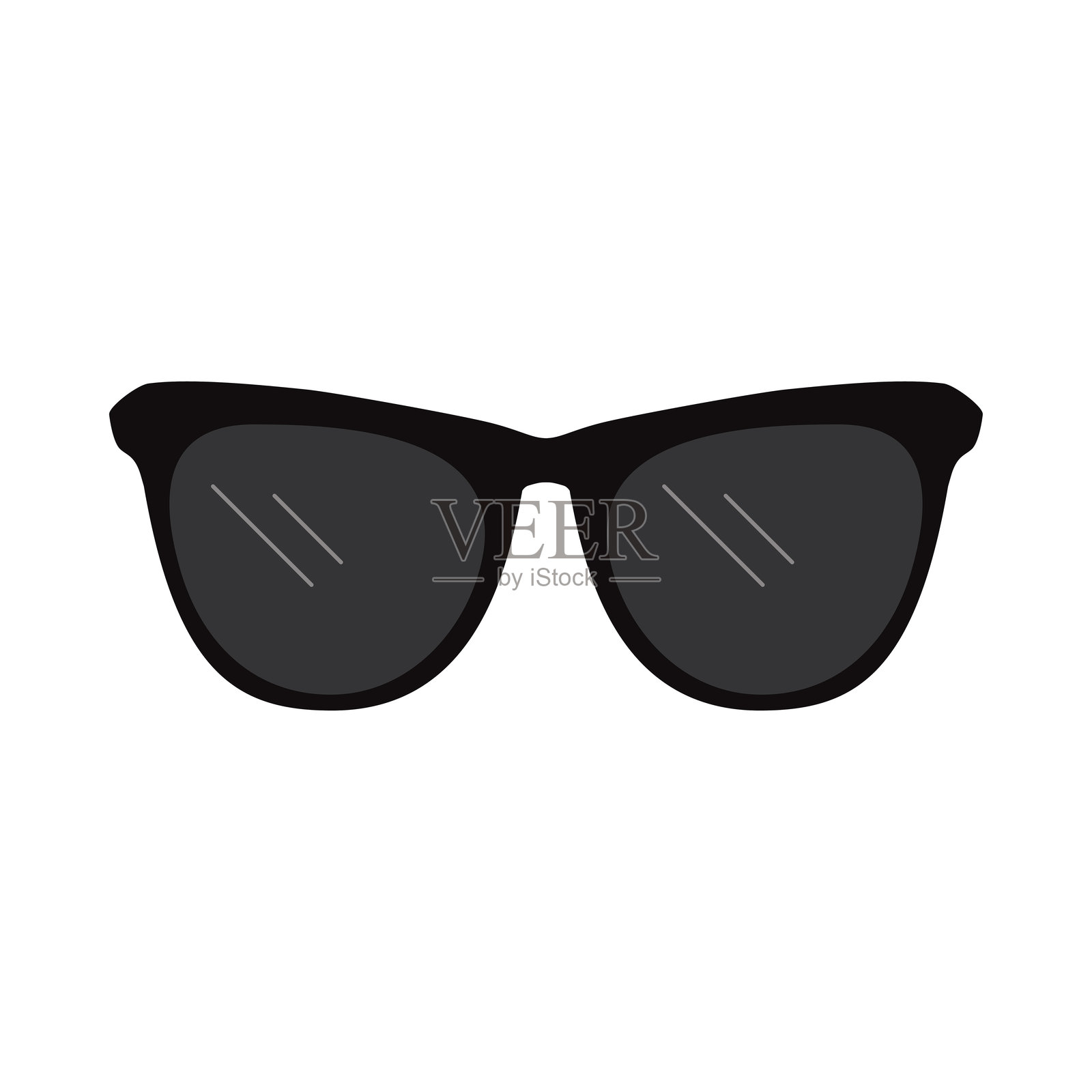 彩色太阳镜图标。时尚黑框的太阳镜，保护您的眼睛免受阳光照射。矢量插图，适用于设计和网页，背景为白色。插画图片素材