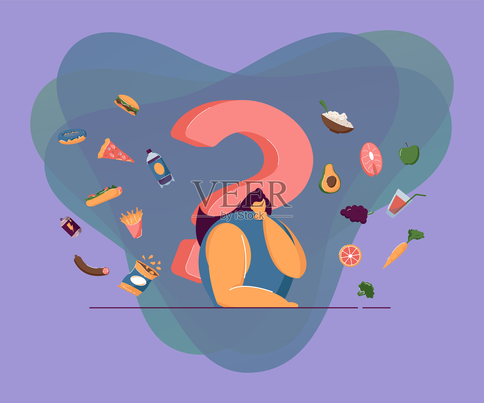 有机食品与垃圾食品插画图片素材