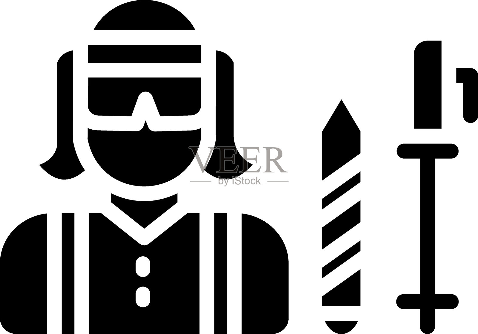 女性滑雪者图标风格插画图片素材