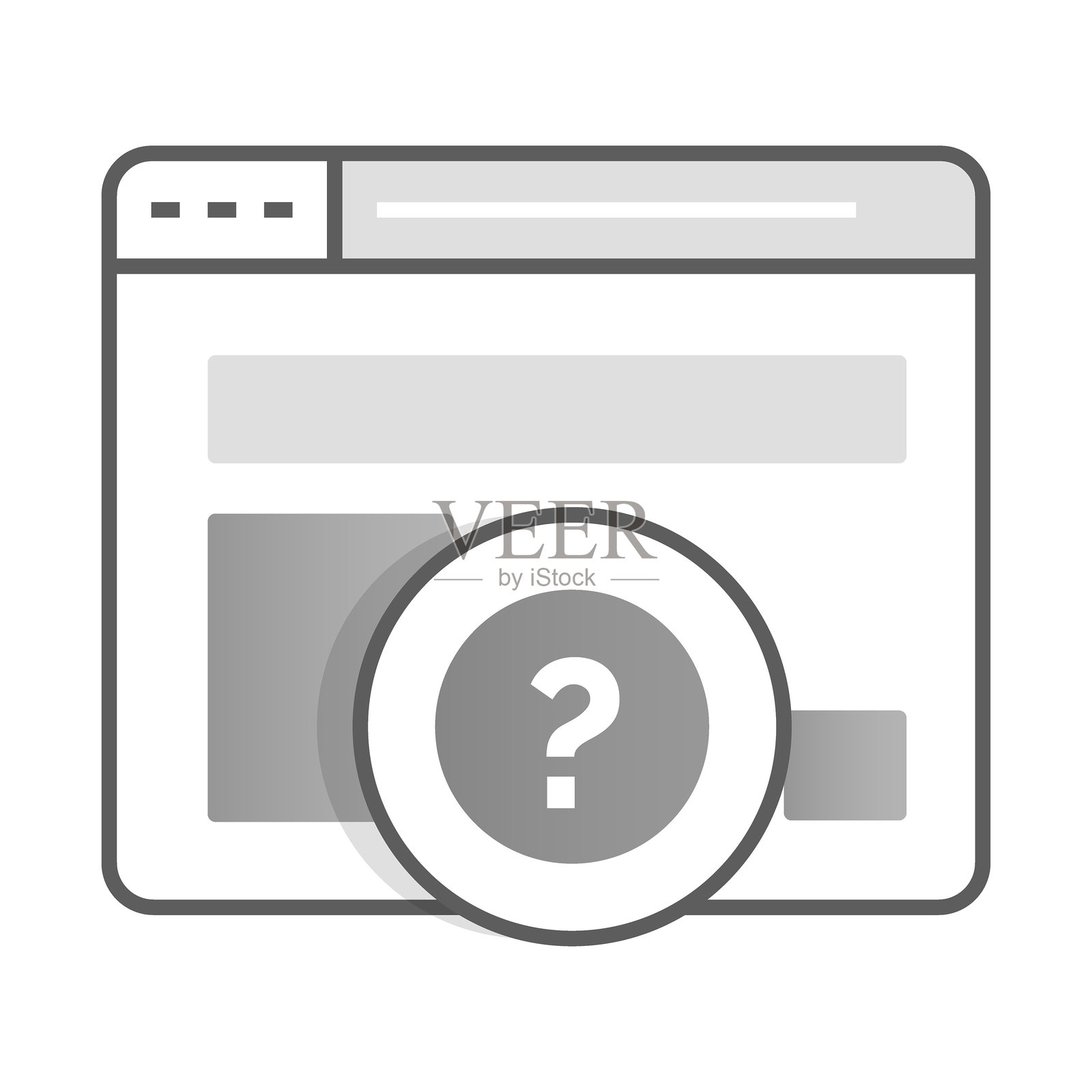 确认图标 - 带问号的网页，代表批准或行动确认插画图片素材