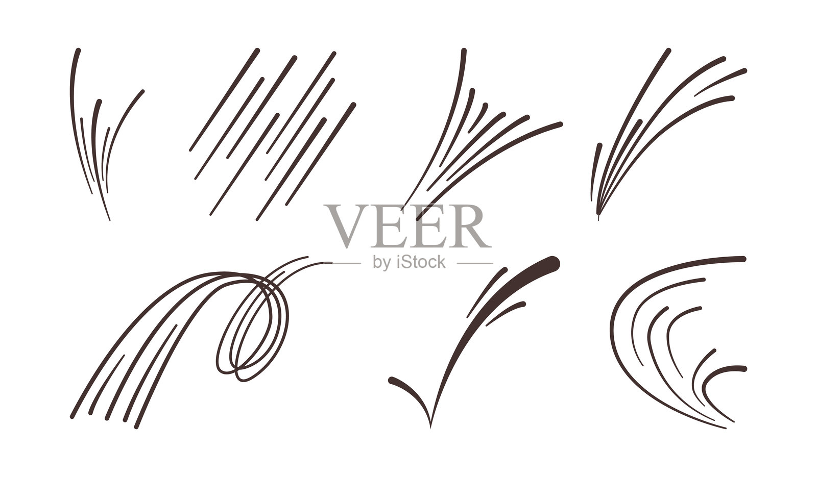 足球运动轨迹，孤立的曲线和直线。快速旋转的能量爆发的矢量集合。足球飞行动作效果，速度线条的图标。插画图片素材