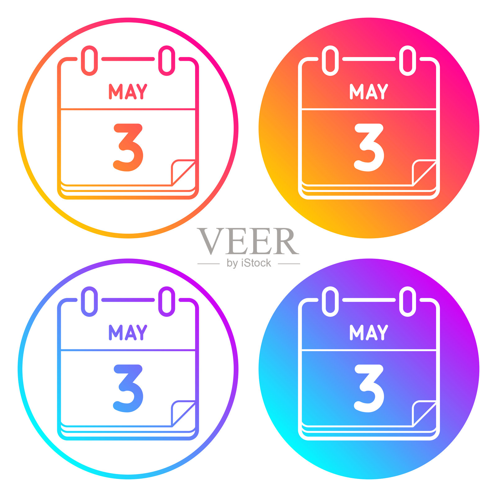 圆形图标带有颜色渐变插画图片素材