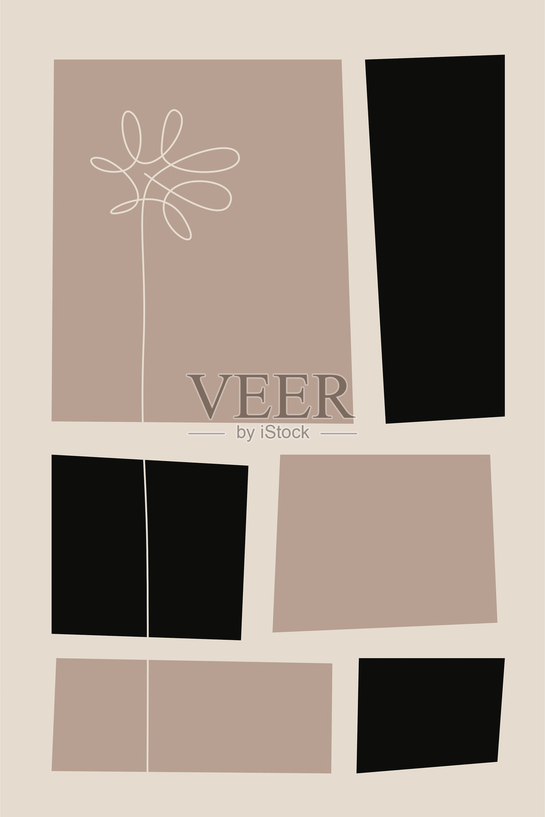 黑色和米色的墙面艺术背景插画图片素材