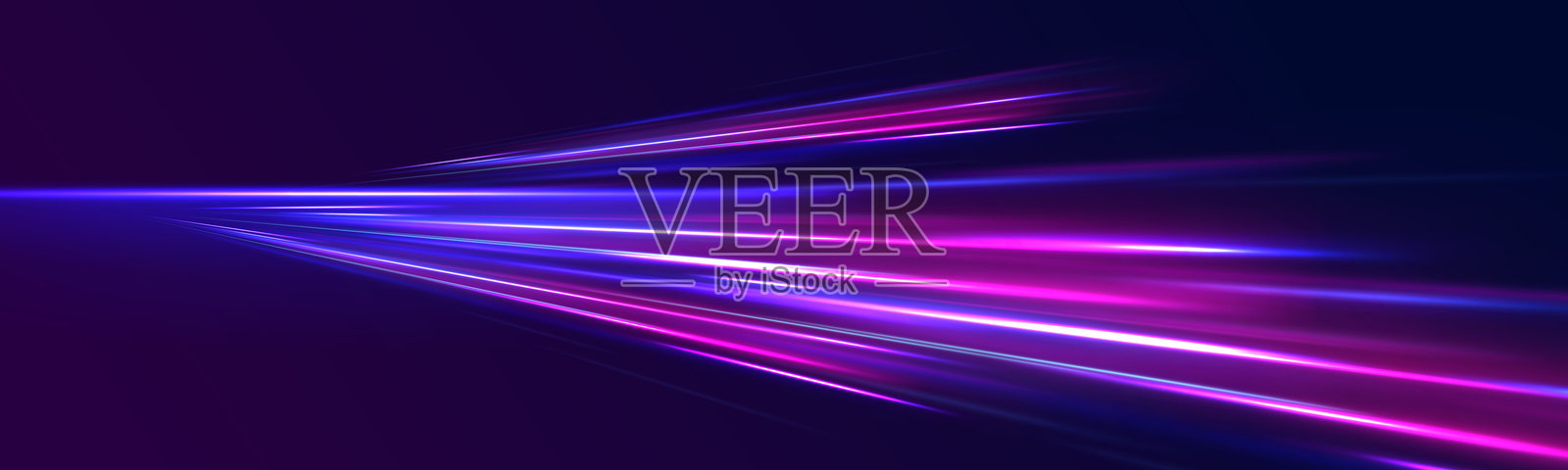 抽象的快速移动发光霓虹粒子形成的蓝色光曲线插画图片素材