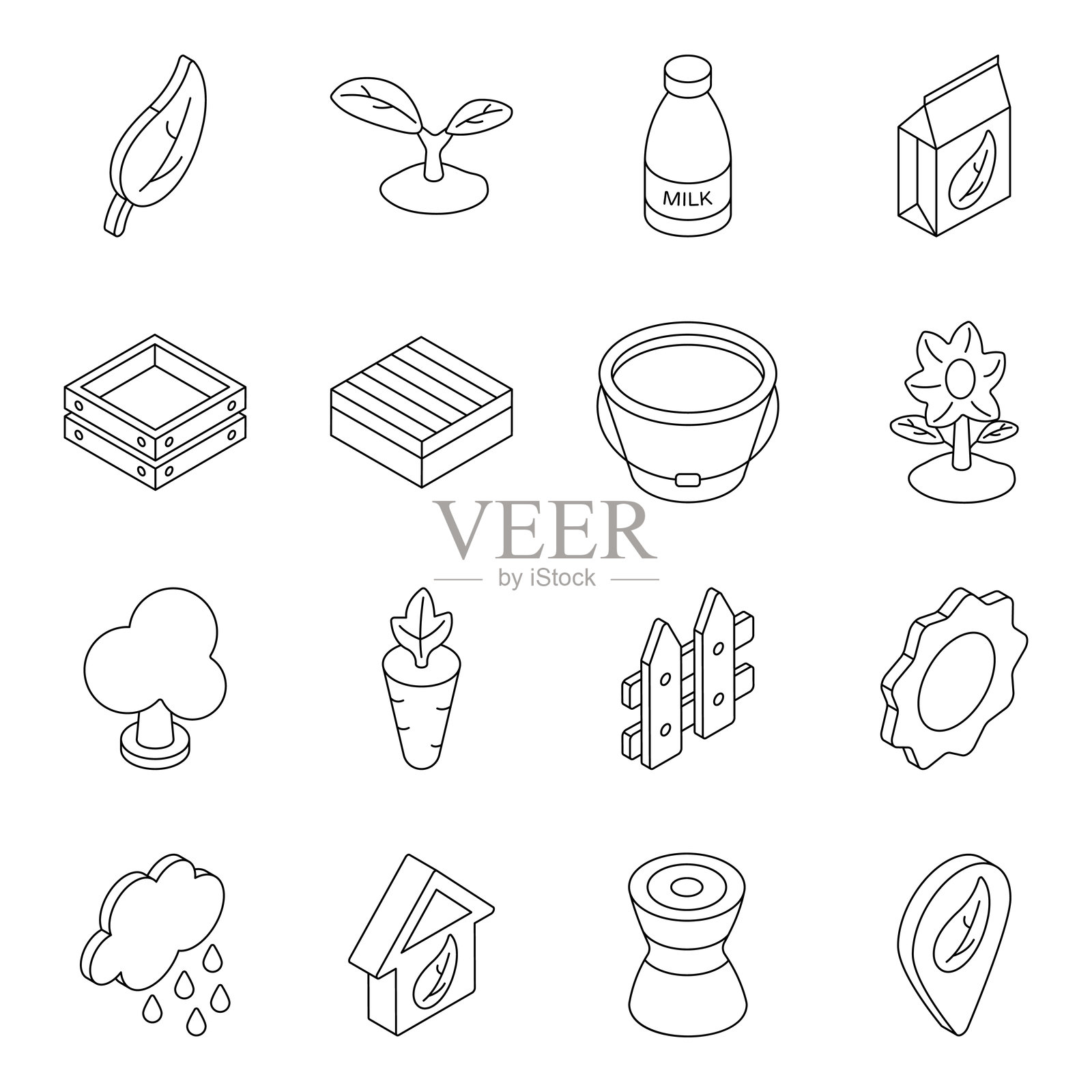 农业线性图标集插画图片素材