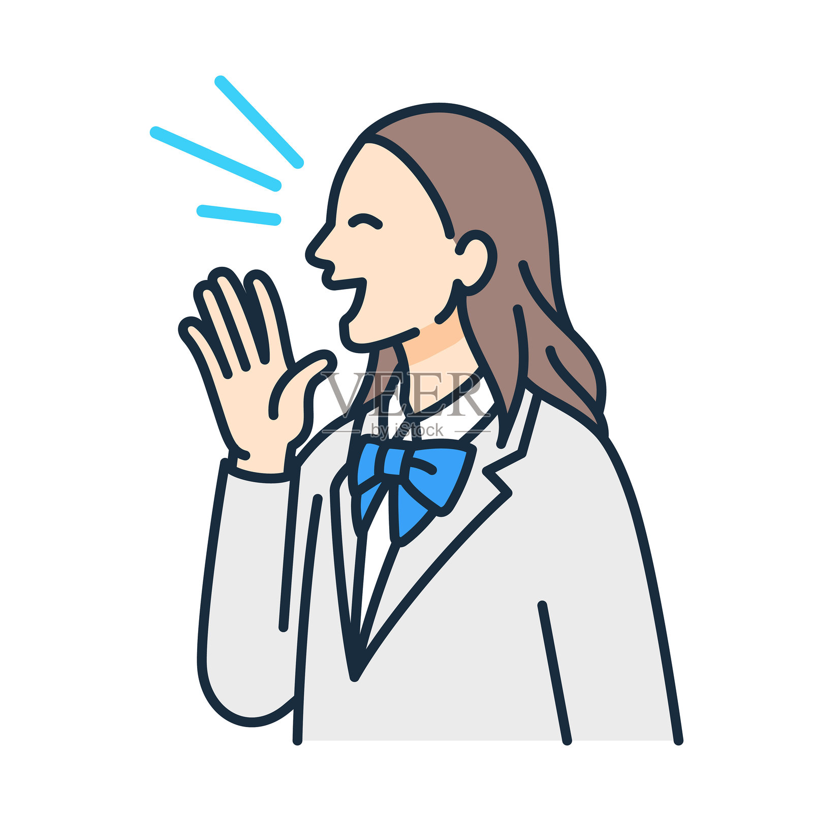 穿着校服的高中女孩在欢呼。女孩与女孩交谈的矢量插图。插画图片素材