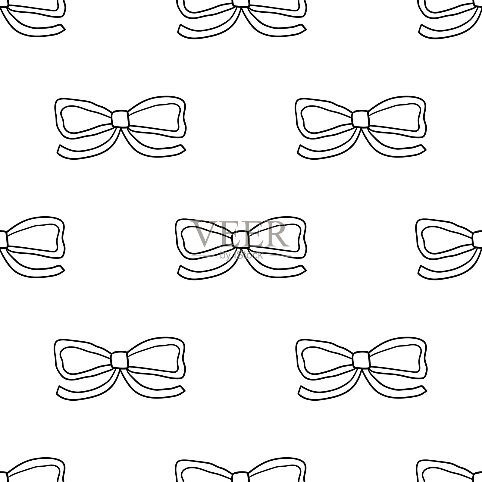 无缝图案与线性蝴蝶结插画图片素材