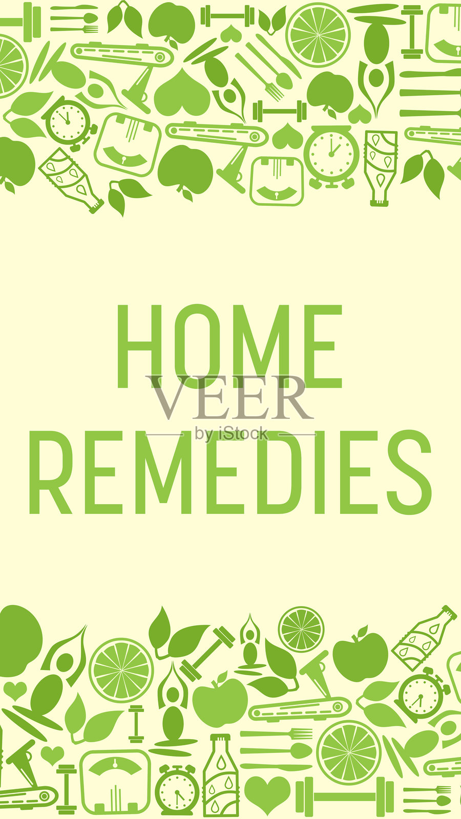 家庭疗法 绿色健康符号 顶部 底部 垂直排列插画图片素材